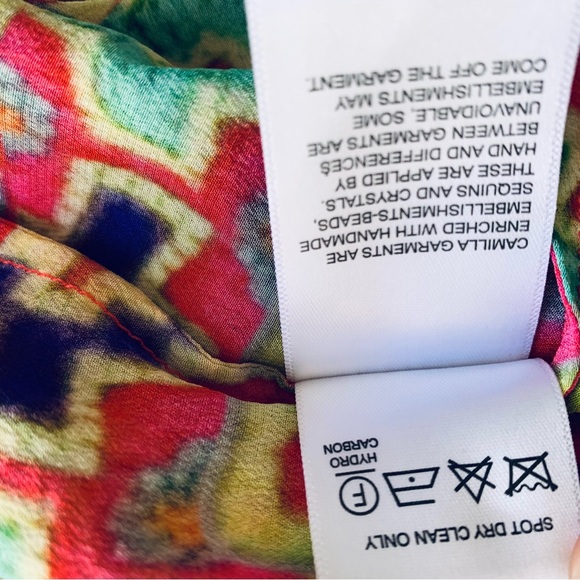 Camilla Drop Shoulder Playsuit Crystal Embellished Romper 100%silk size 3 (L) - Picture 13 of 15